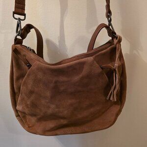 GENICCI DARK TAN SUEDE HOBO PURSE BAG w/LEATHER HANDLES NWOT